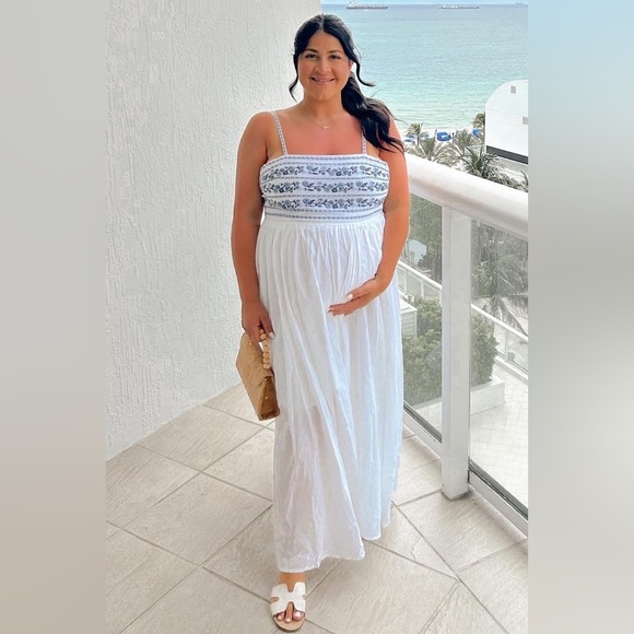 Sézane Erna Dress in Ecru Blue FR 46 / US 14 - Picture 12 of 12